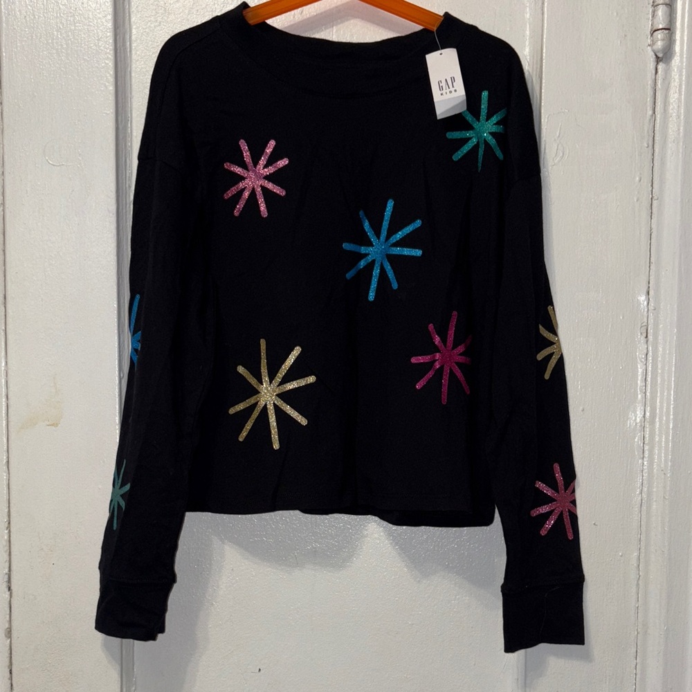 GAP Black Top with Multicolor Starburst Accents